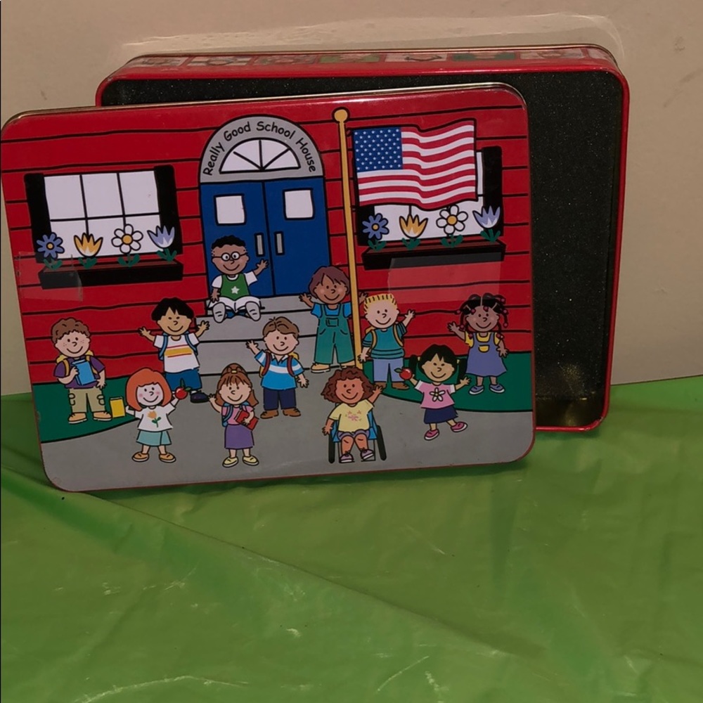 Tin School Decorated Box